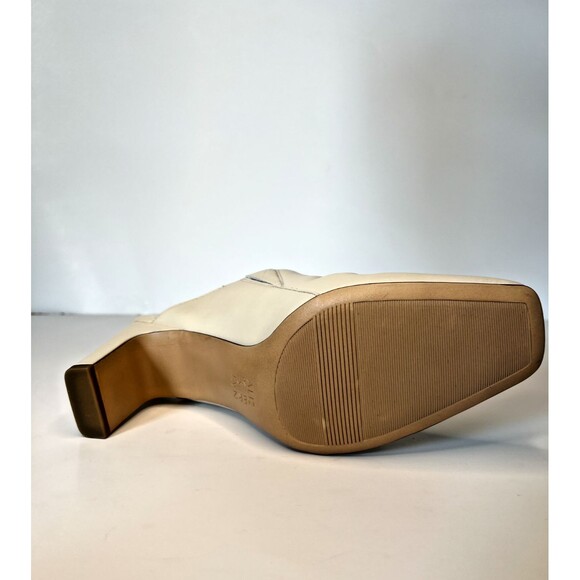 (EUC) Naturalizer Leather Paloma Off White Mules Womens Square Toe 7.5 Comfort - Picture 5 of 6